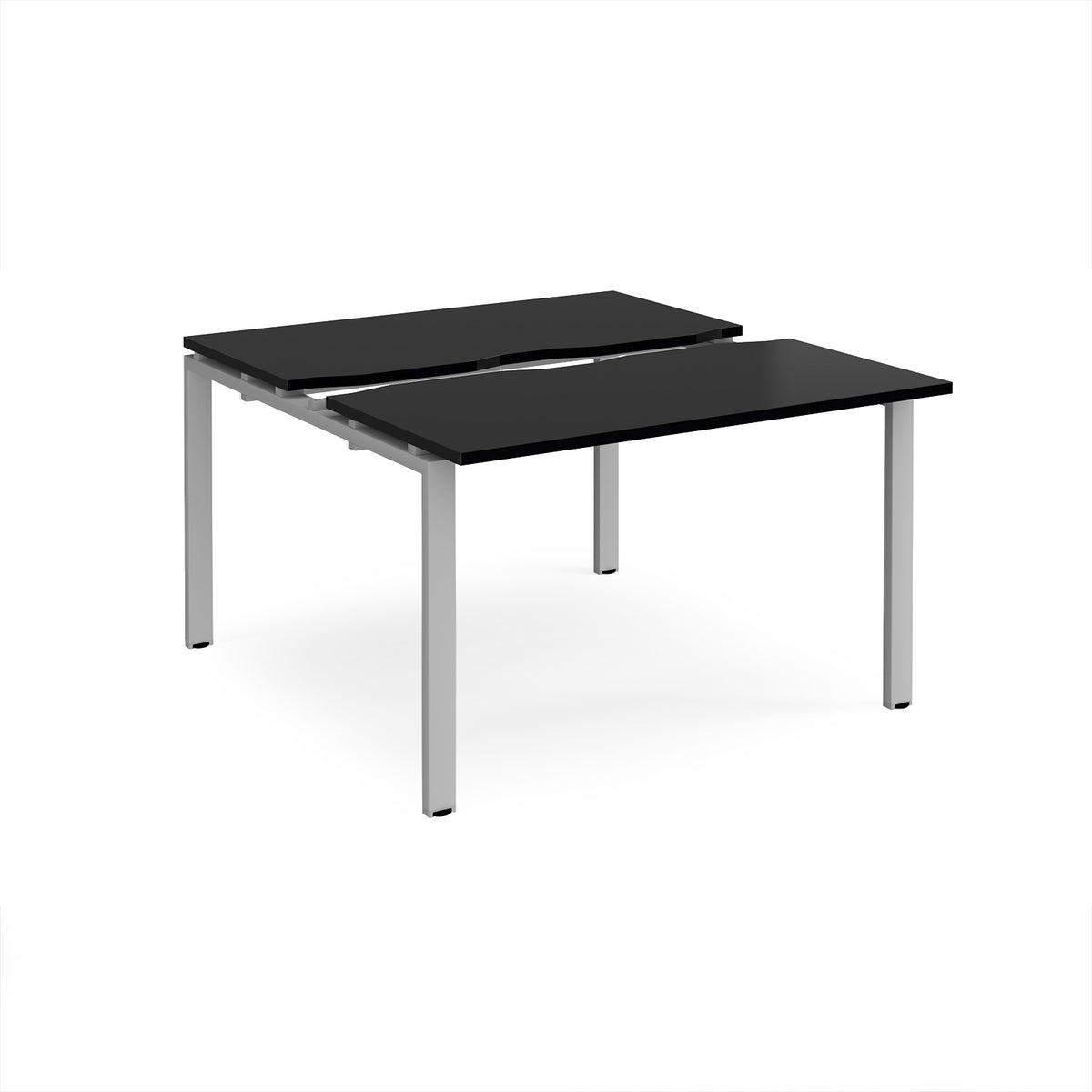 Adapt sliding top back to back desks 1200mm x 1200mm - silver frame, black top - view 1