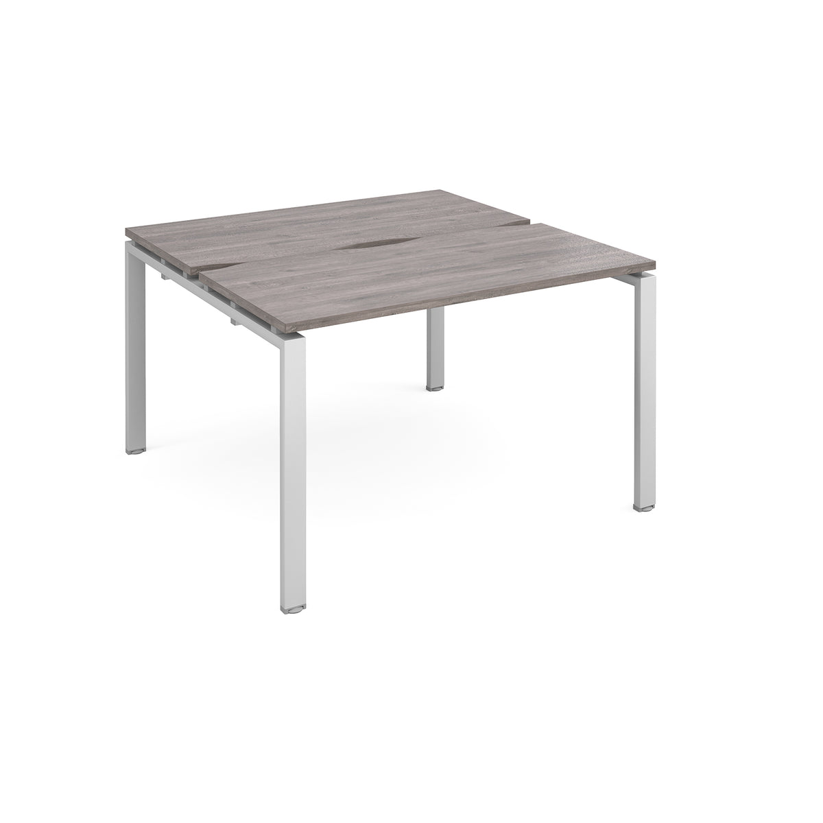 Adapt sliding top back to back desks 1200mm x 1200mm - silver frame, Grey Oak Top - view 1