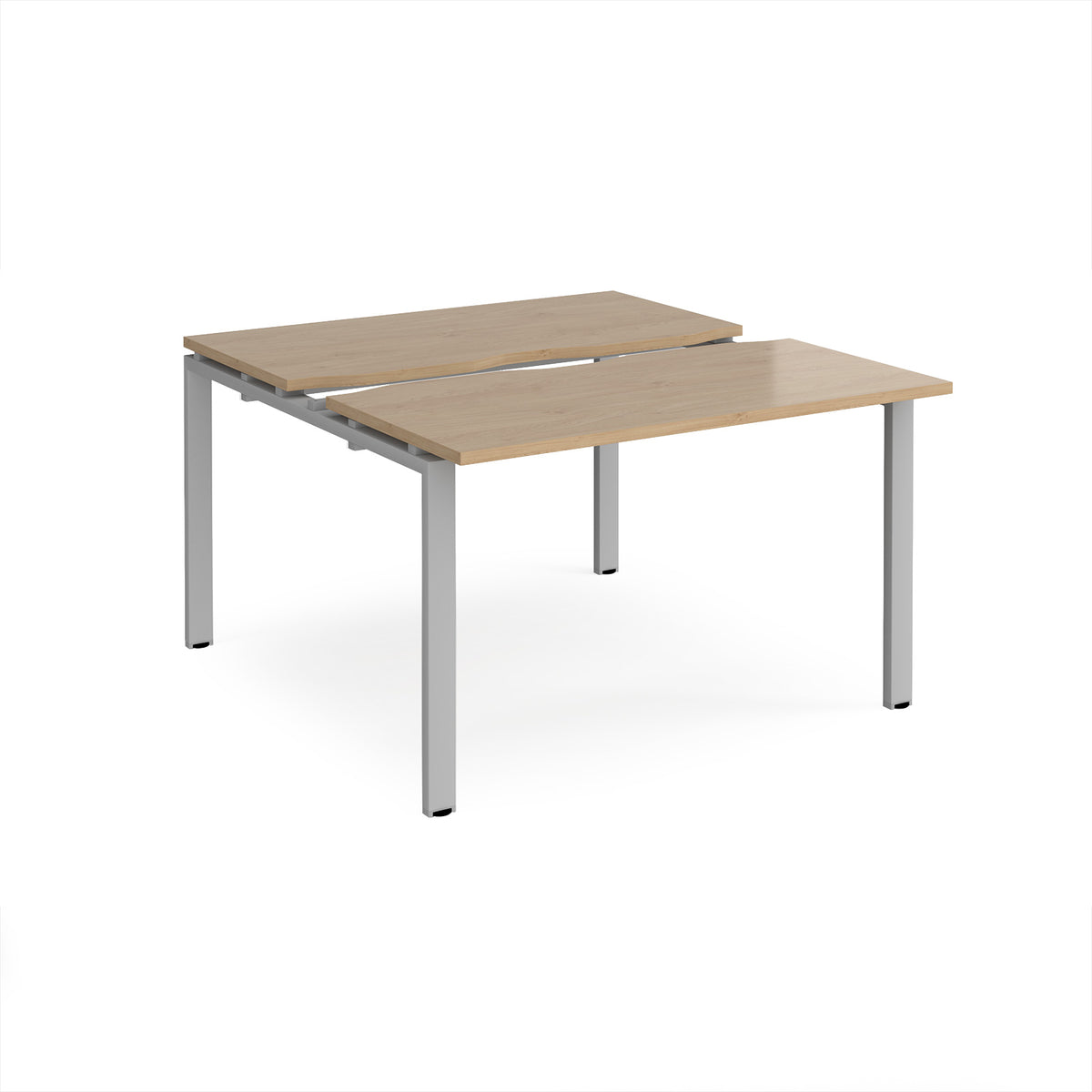 Adapt sliding top back to back desks 1200mm x 1200mm - silver frame, Kendal Oak Top - view 1