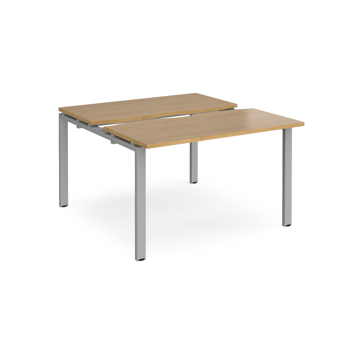 Adapt sliding top back to back desks 1200mm x 1200mm - silver frame, Oak Top - view 1