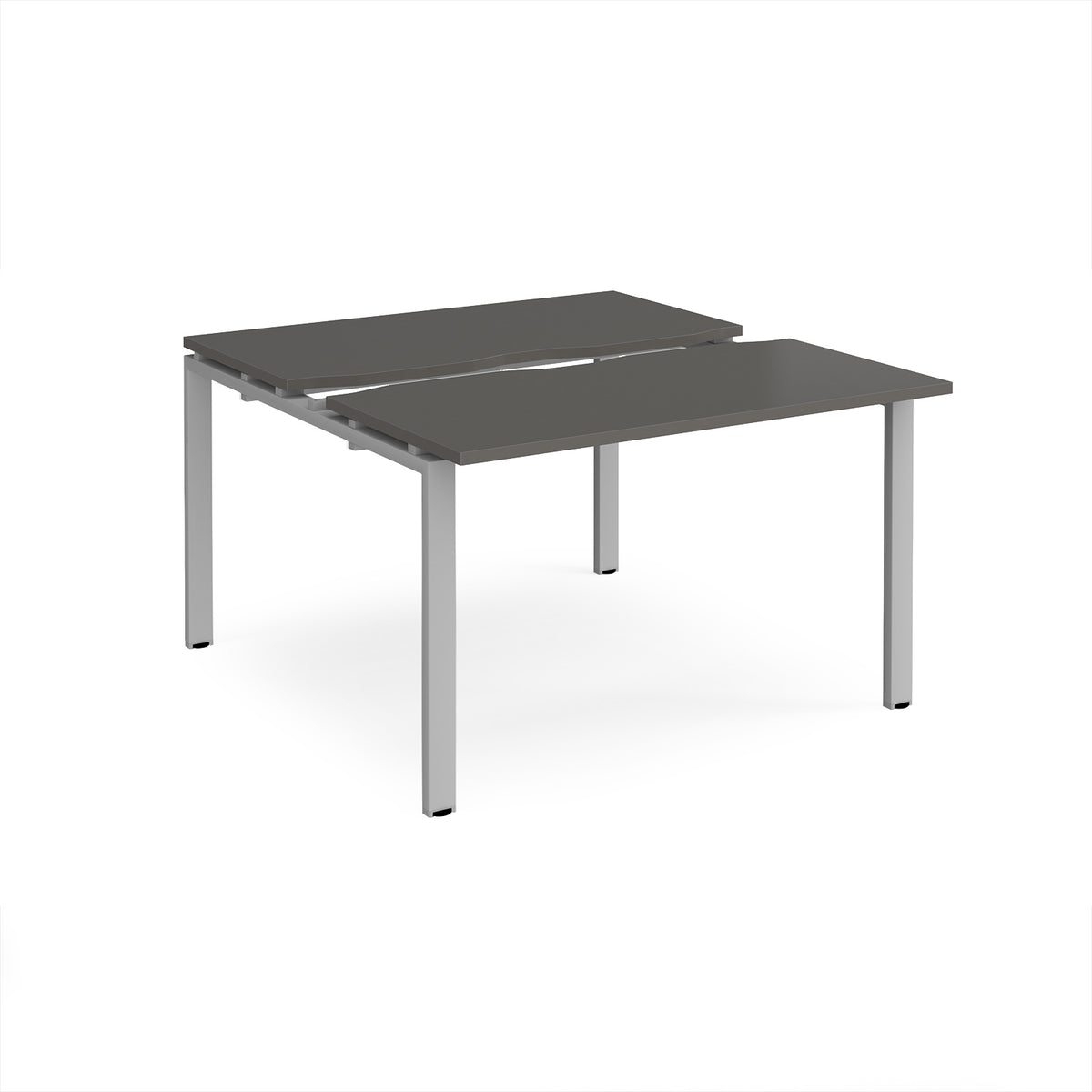 Adapt sliding top back to back desks 1200mm x 1200mm - silver frame, storm grey top - view 1