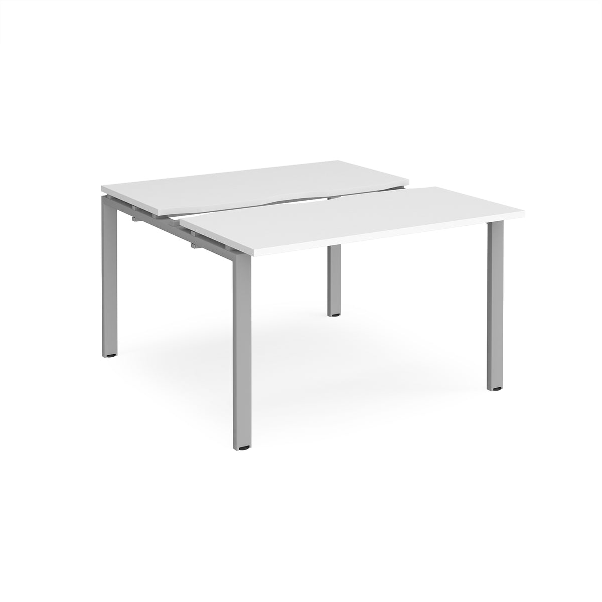 Adapt sliding top back to back desks 1200mm x 1200mm - silver frame, White Top - view 1