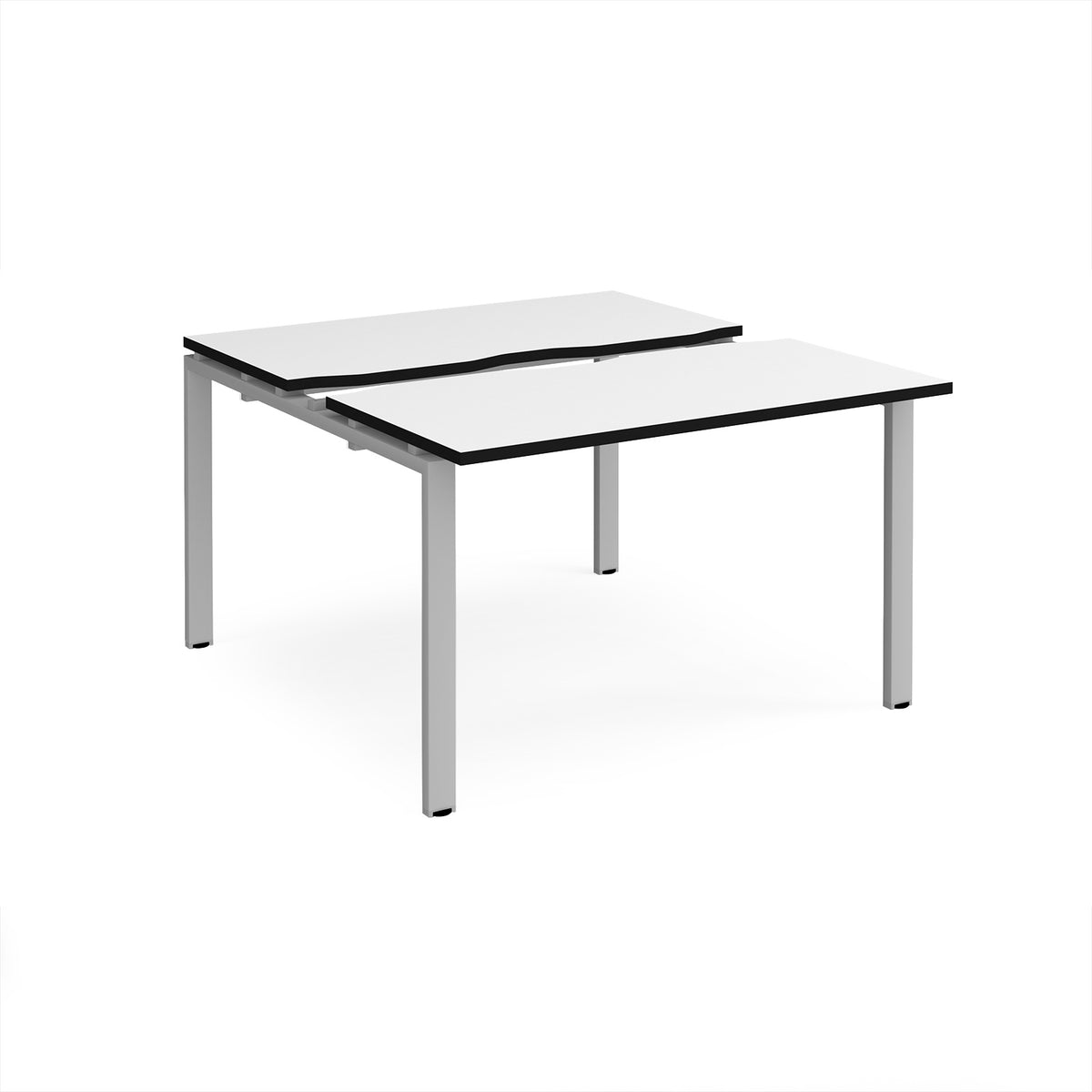 Adapt sliding top back to back desks 1200mm x 1200mm - silver frame, White Top, black edge - view 1