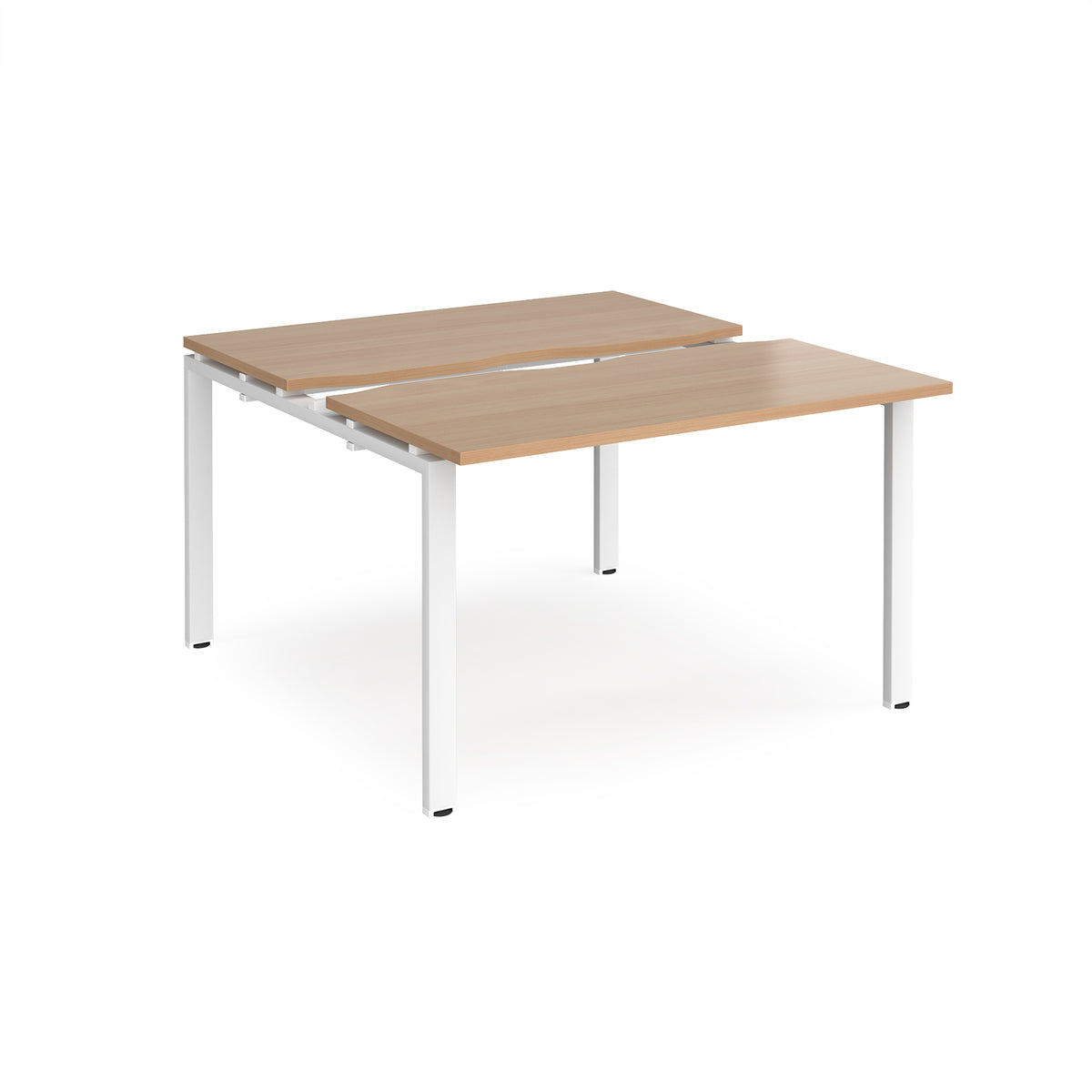 Adapt sliding top back to back desks 1200mm x 1200mm - white frame, Beech top - view 1
