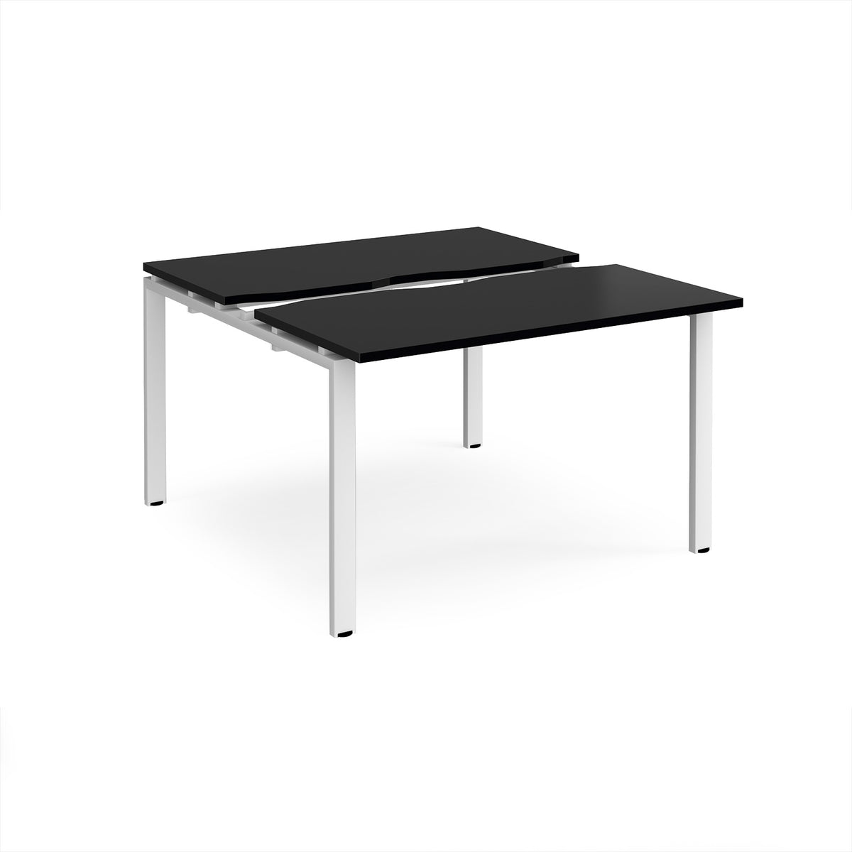 Adapt sliding top back to back desks 1200mm x 1200mm - white frame, black top - view 1