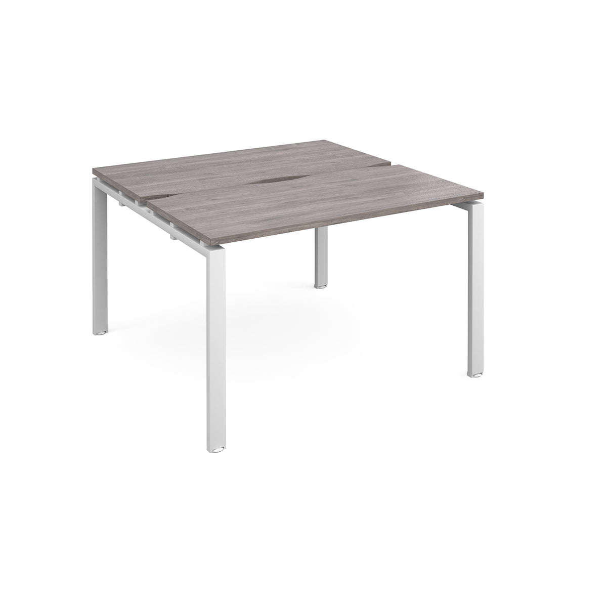 Adapt sliding top back to back desks 1200mm x 1200mm - white frame, Grey Oak Top - view 1