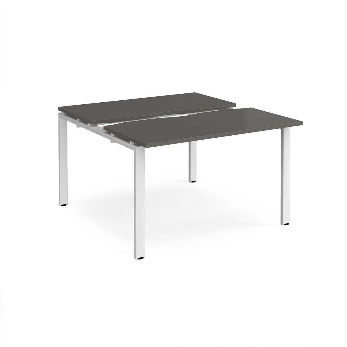 Adapt sliding top back to back desks 1200mm x 1200mm - white frame, storm grey top - view 1