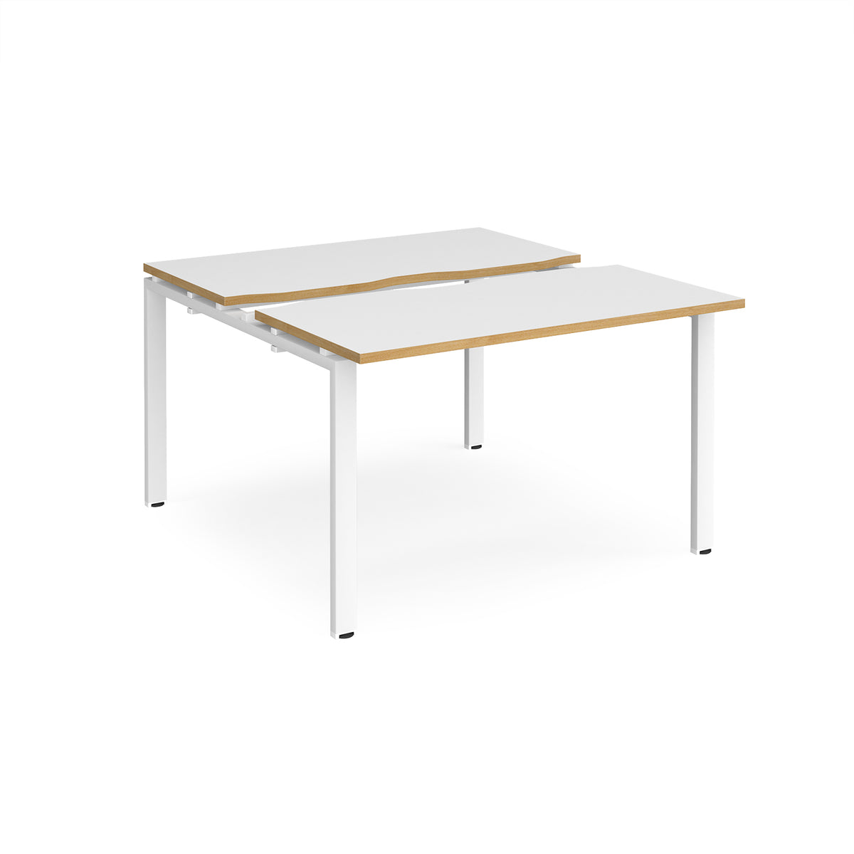Adapt sliding top back to back desks 1200mm x 1200mm - white frame, White Top with oak edging - view 1