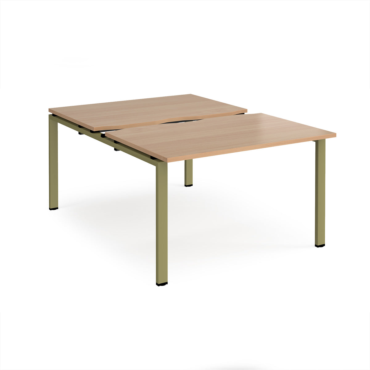 Adapt sliding top back to back desks 1200mm x 1600mm - green frame, Beech top - view 1