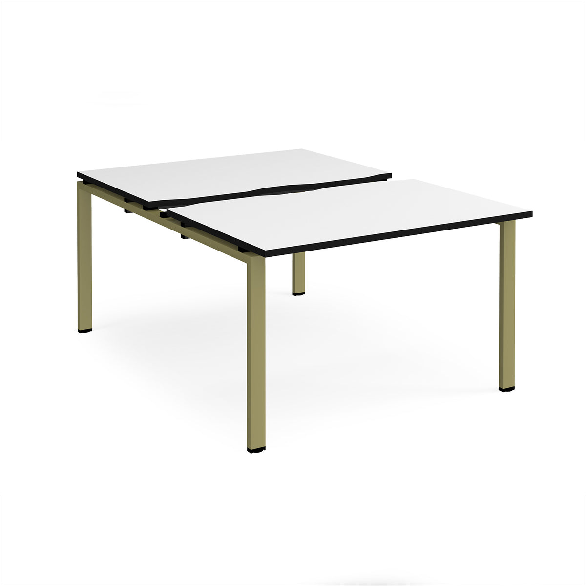 Adapt sliding top back to back desks 1200mm x 1600mm - green frame, White Top, black edge - view 1