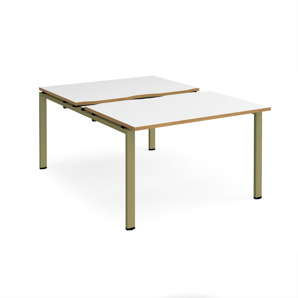 Adapt sliding top back to back desks 1200mm x 1600mm - green frame, White Top, oak edge - view 1