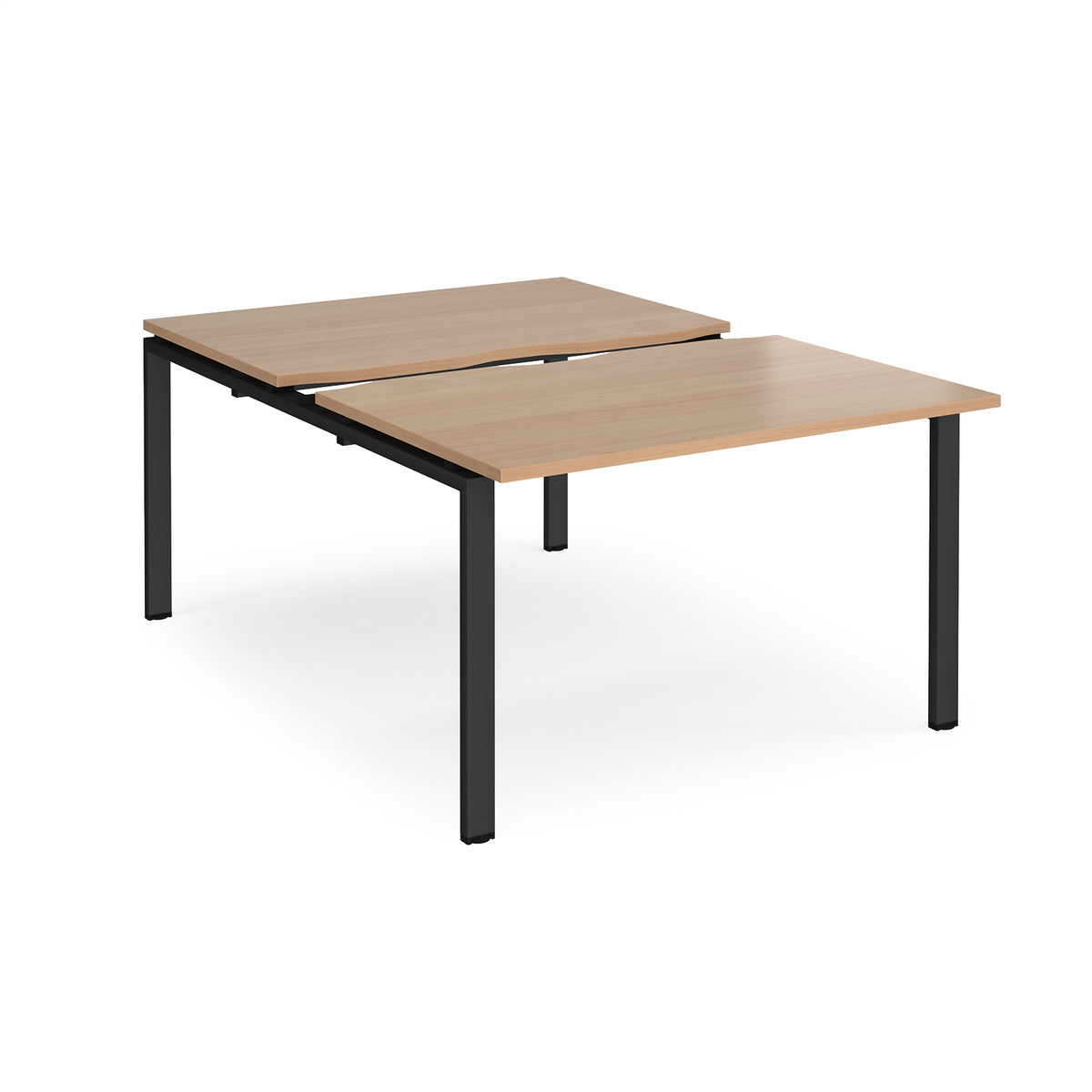 Adapt sliding top back to back desks 1200mm x 1600mm - black frame, Beech top - view 1