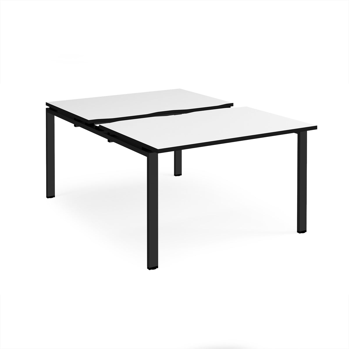 Adapt sliding top back to back desks 1200mm x 1600mm - black frame, White Top, black edge - view 1