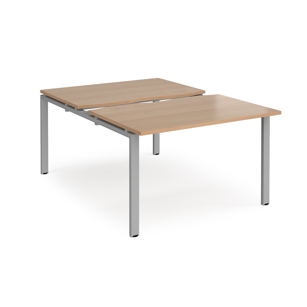 Adapt sliding top back to back desks 1200mm x 1600mm - silver frame, Beech top - view 1