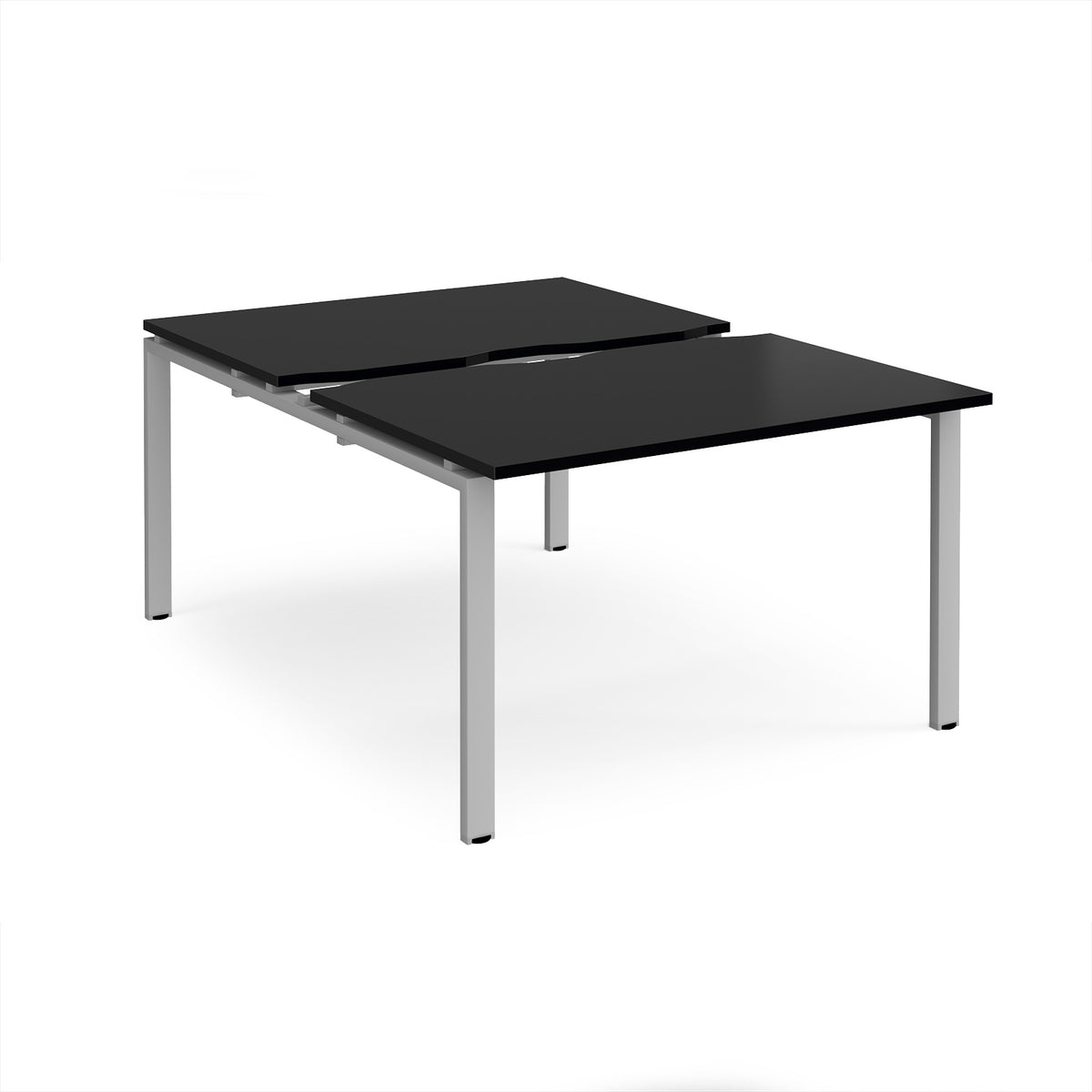 Adapt sliding top back to back desks 1200mm x 1600mm - silver frame, black top - view 1