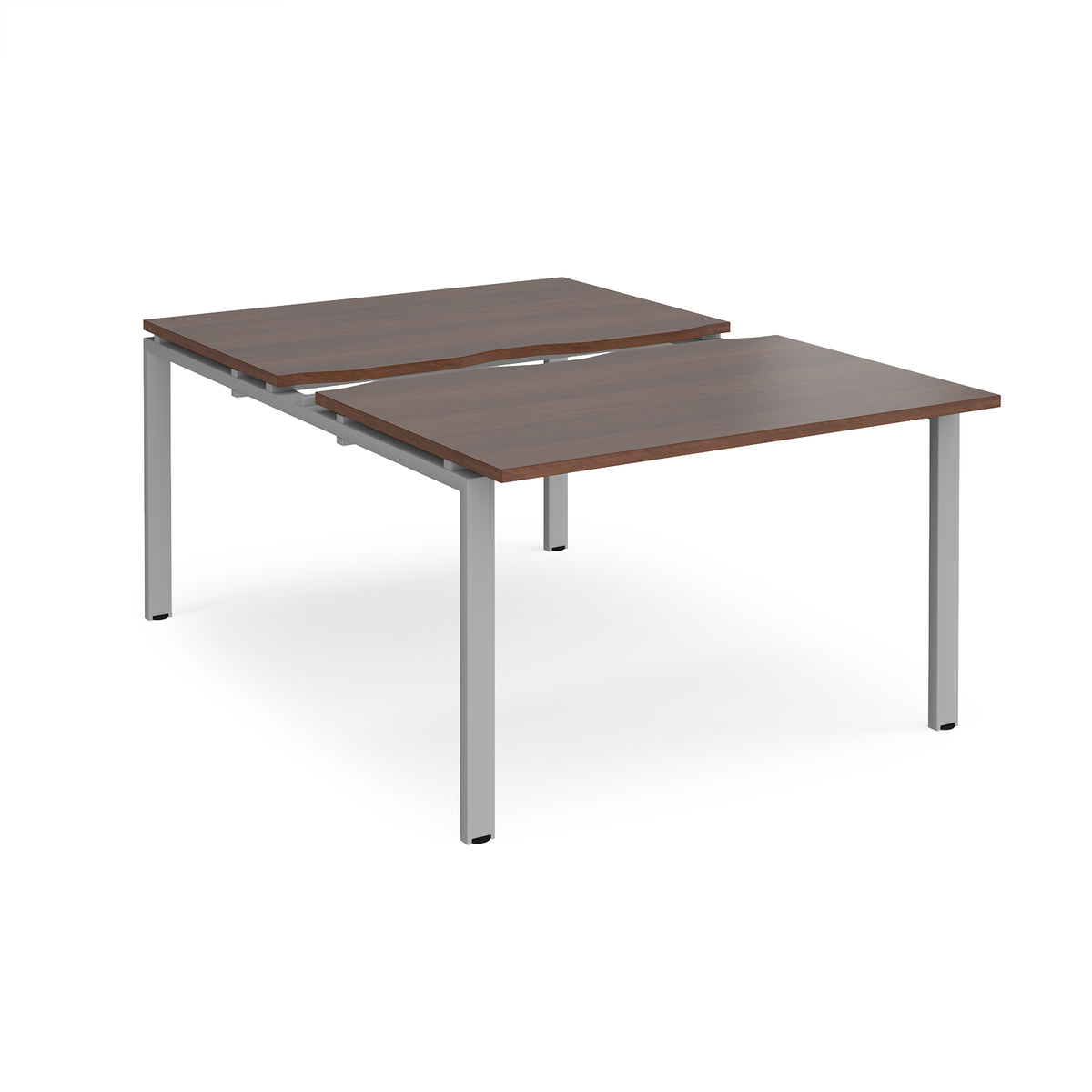 Adapt sliding top back to back desks 1200mm x 1600mm - silver frame, Walnut top - view 1