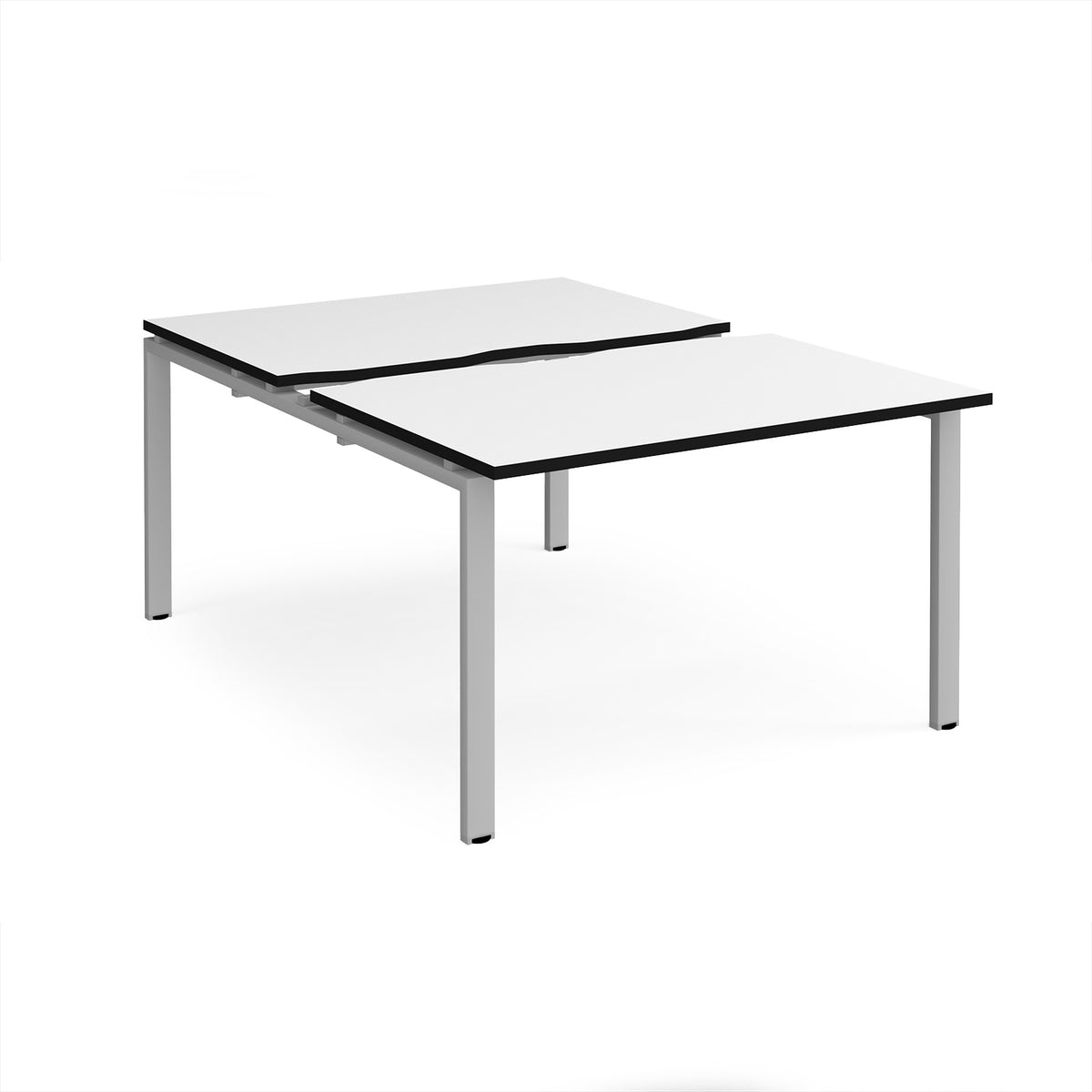 Adapt sliding top back to back desks 1200mm x 1600mm - silver frame, White Top, black edge - view 1