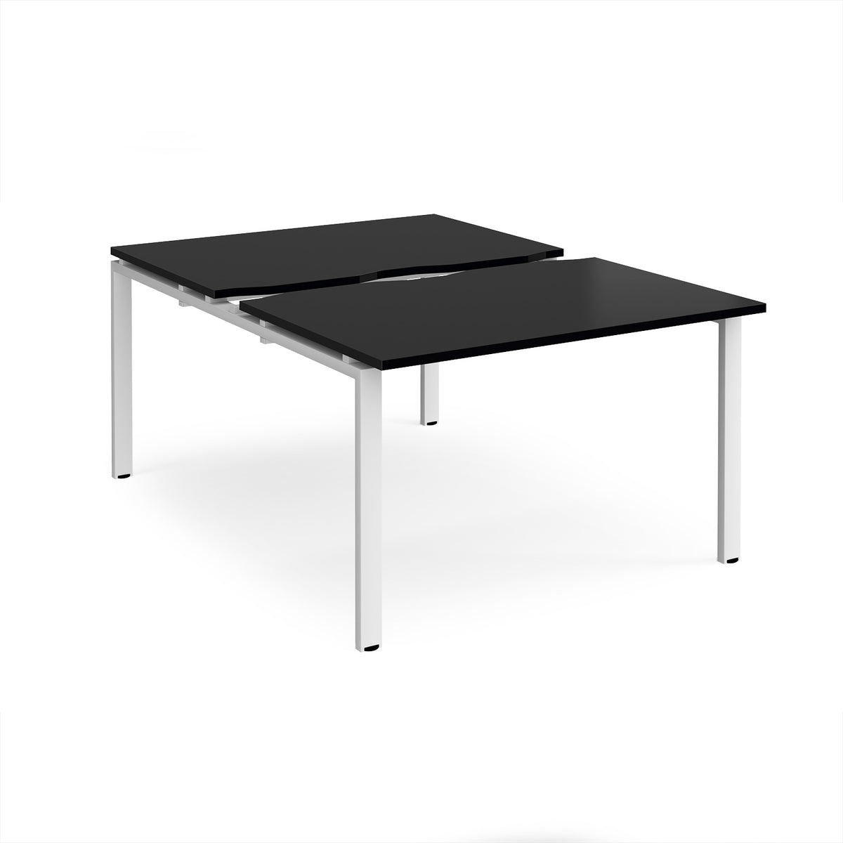 Adapt sliding top back to back desks 1200mm x 1600mm - white frame, black top - view 1
