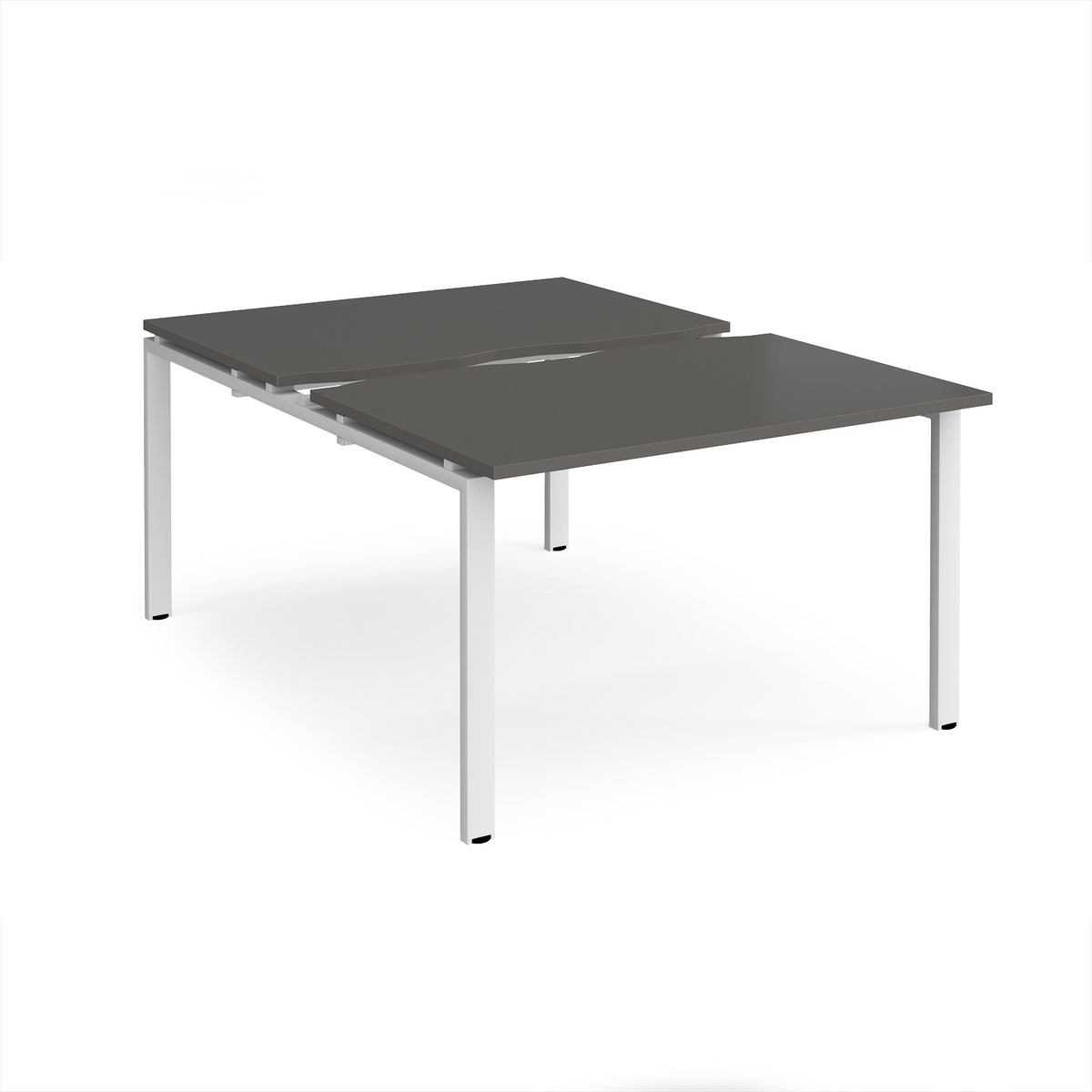 Adapt sliding top back to back desks 1200mm x 1600mm - white frame, storm grey top - view 1