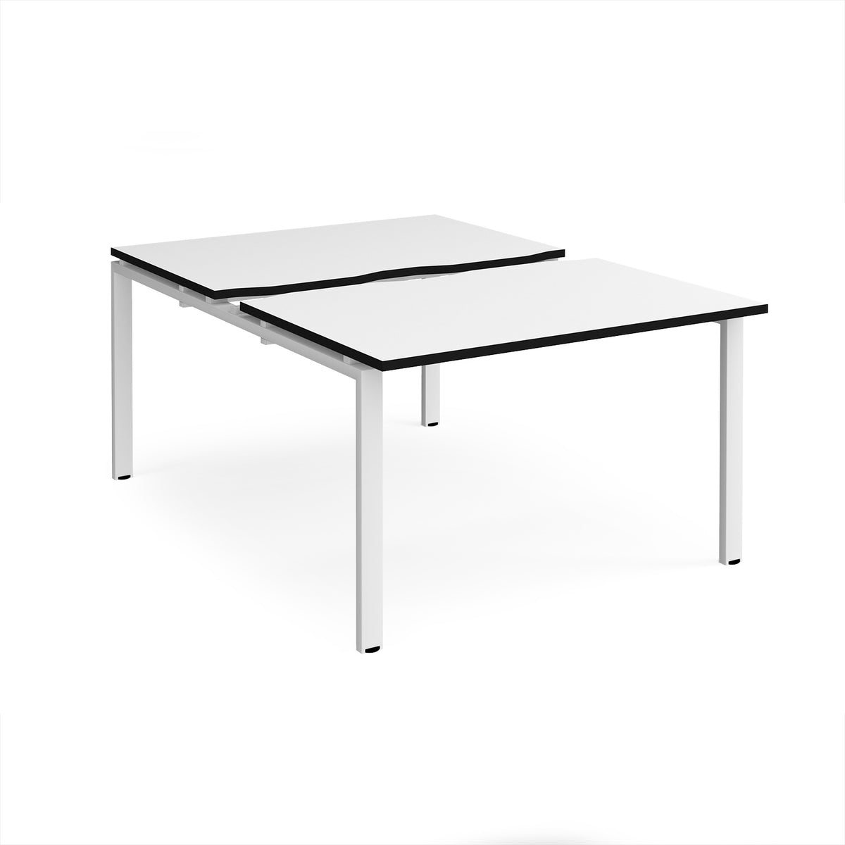 Adapt sliding top back to back desks 1200mm x 1600mm - white frame, White Top, black edge - view 1