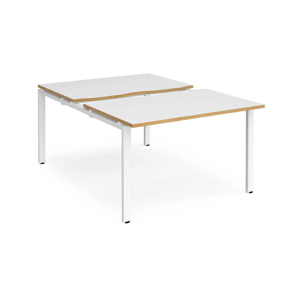 Adapt sliding top back to back desks 1200mm x 1600mm - white frame, White Top with oak edging - view 1