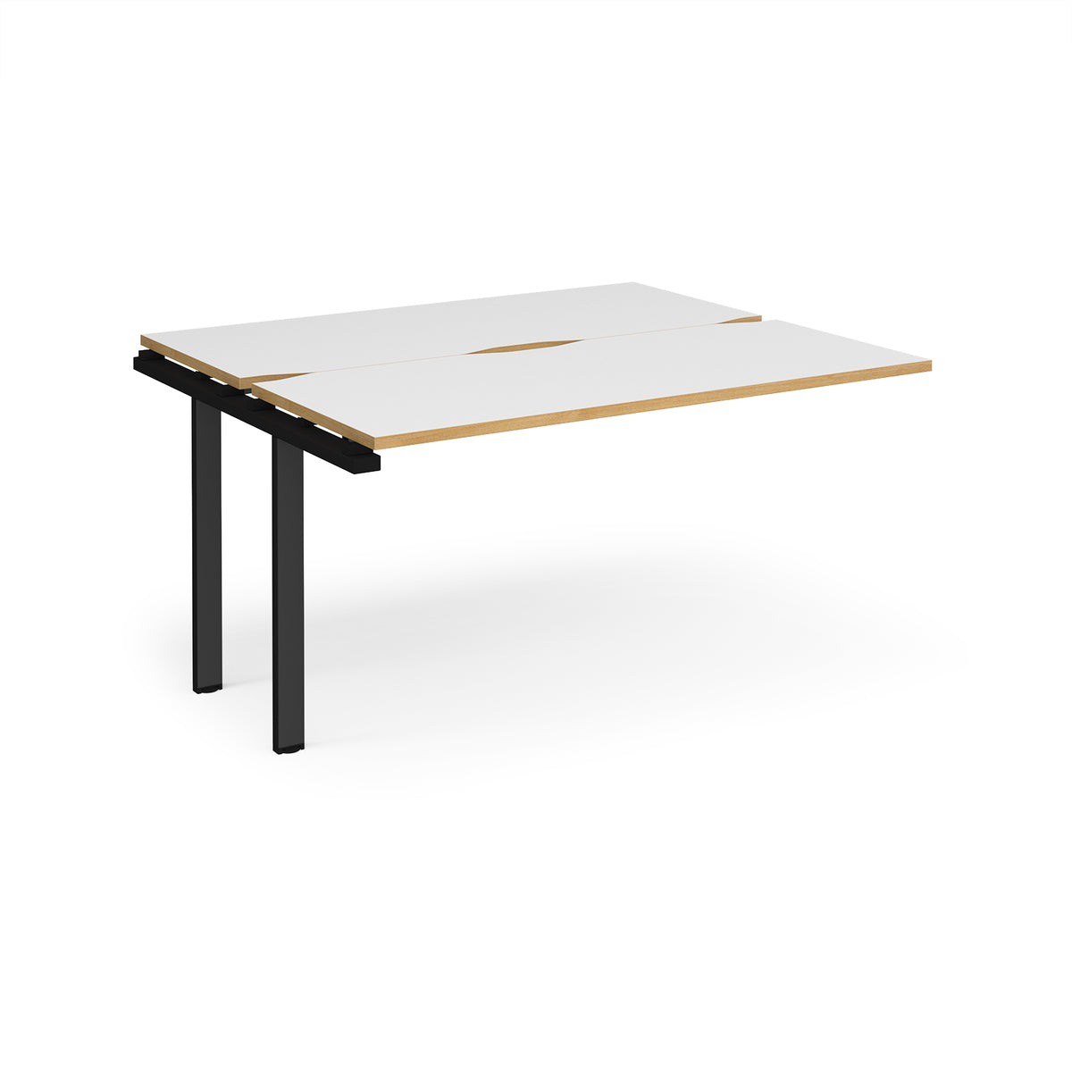 Adapt sliding top add on unit single 1400mm x 1200mm - black frame, White Top with oak edging - view 1