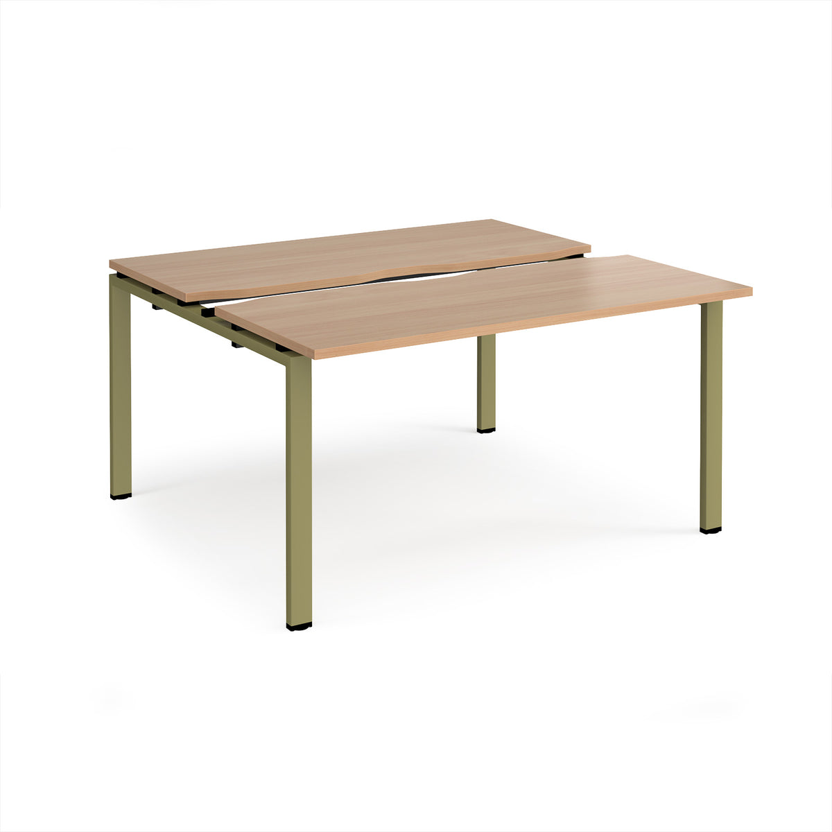 Adapt sliding top back to back desks 1400mm x 1200mm - green frame, Beech top - view 1