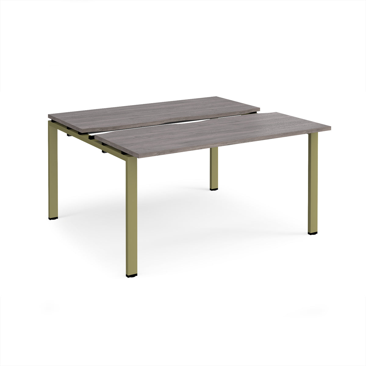 Adapt sliding top back to back desks 1400mm x 1200mm - green frame, Grey Oak Top - view 1