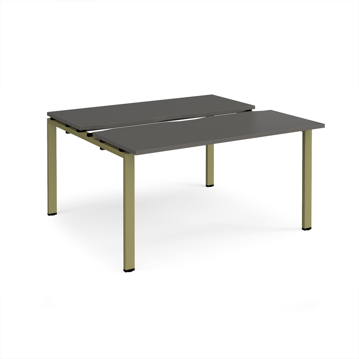 Adapt sliding top back to back desks 1400mm x 1200mm - green frame, storm grey top - view 1