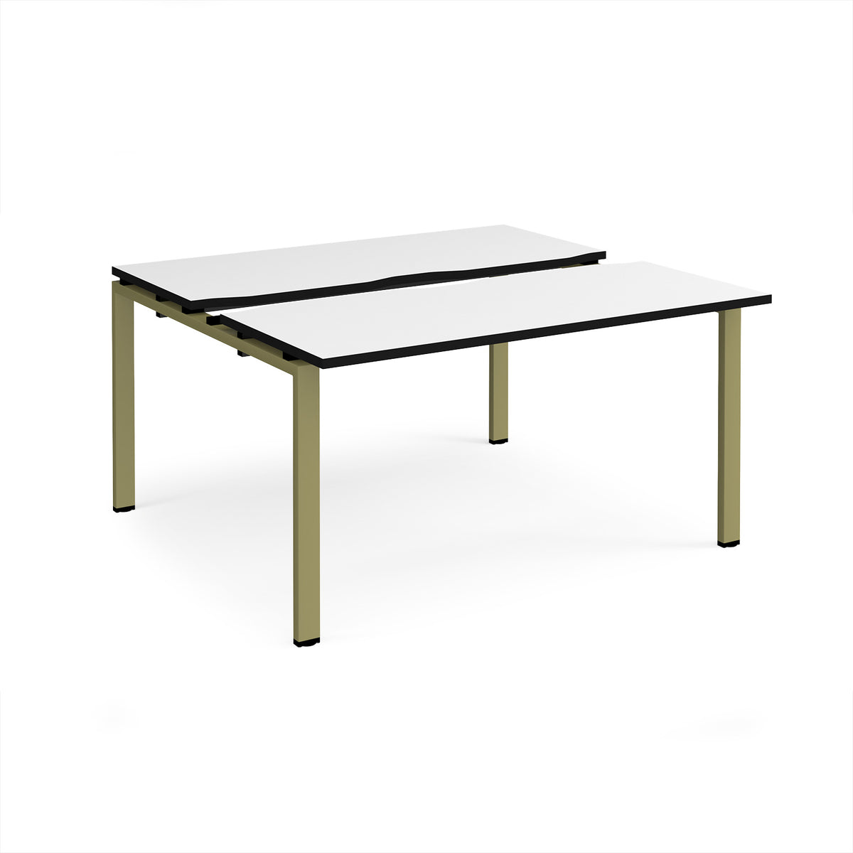 Adapt sliding top back to back desks 1400mm x 1200mm - green frame, White Top, black edge - view 1