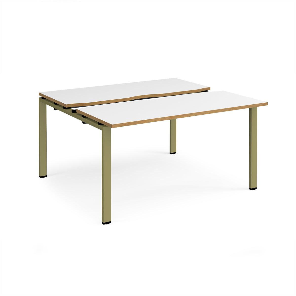 Adapt sliding top back to back desks 1400mm x 1200mm - green frame, White Top, oak edge - view 1