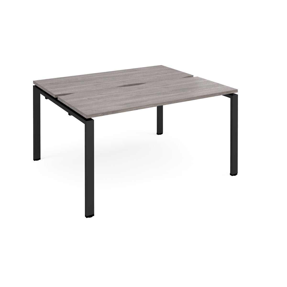 Adapt sliding top back to back desks 1400mm x 1200mm - black frame, Grey Oak Top - view 1