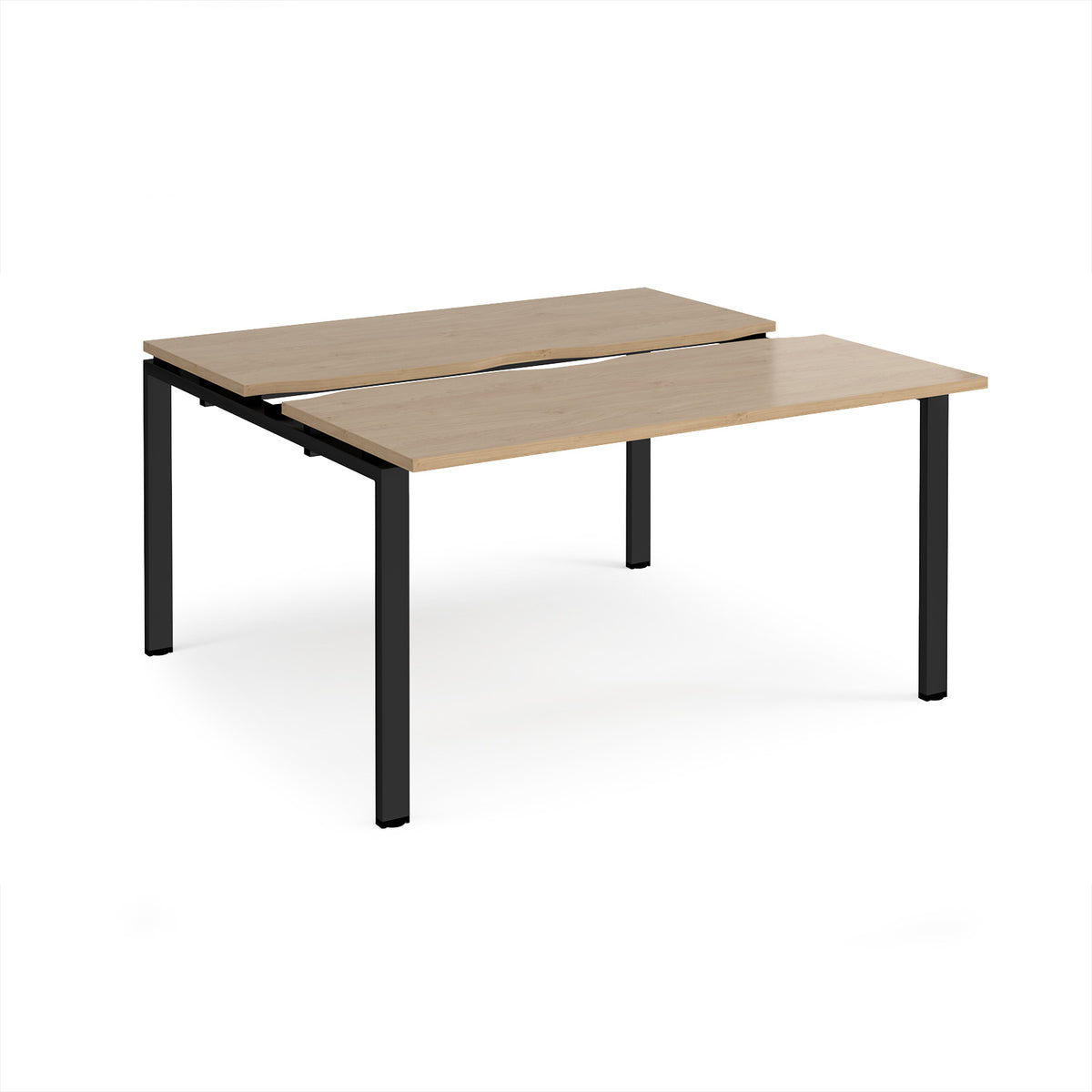 Adapt sliding top back to back desks 1400mm x 1200mm - black frame, Kendal Oak Top - view 1