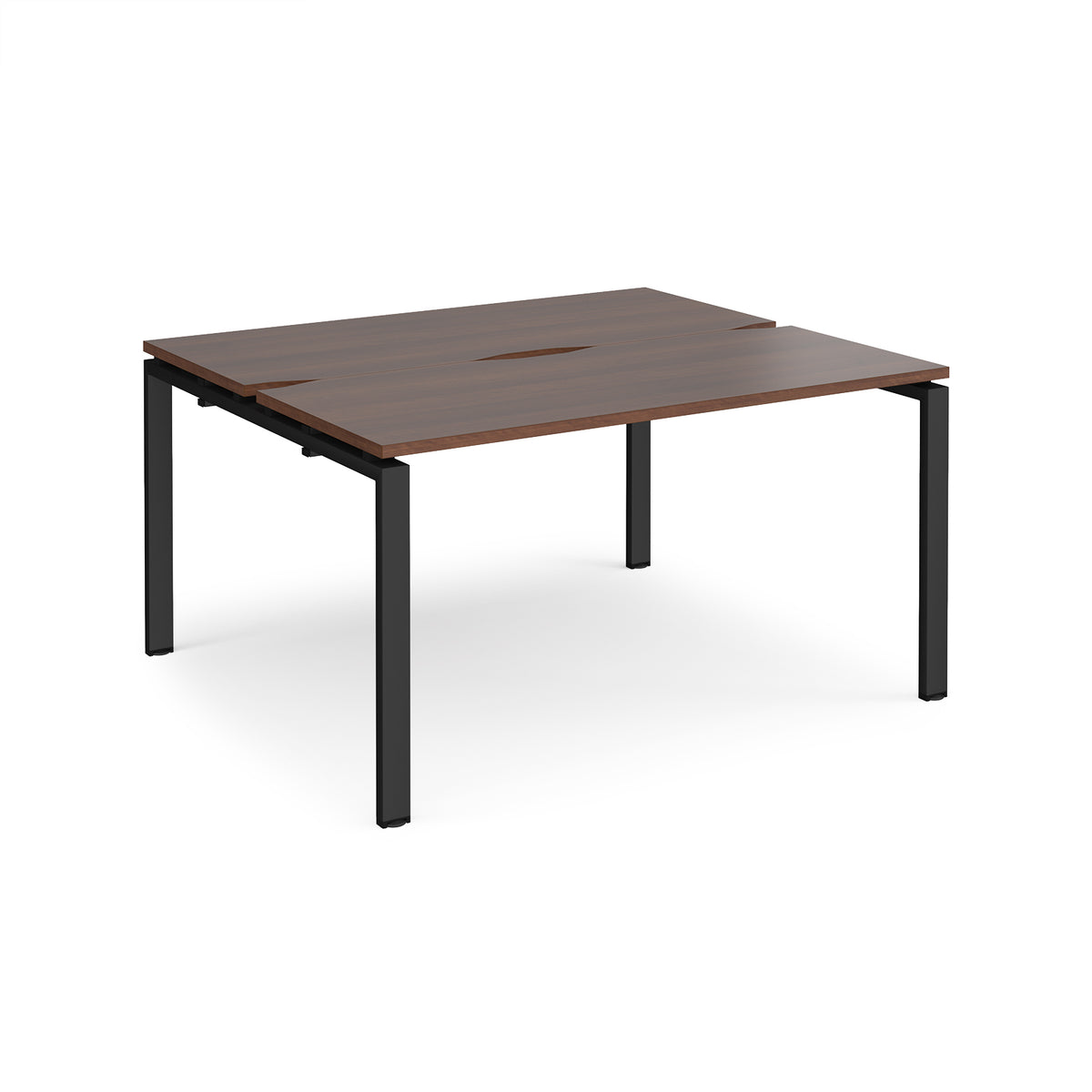 Adapt sliding top back to back desks 1400mm x 1200mm - black frame, Walnut top - view 1