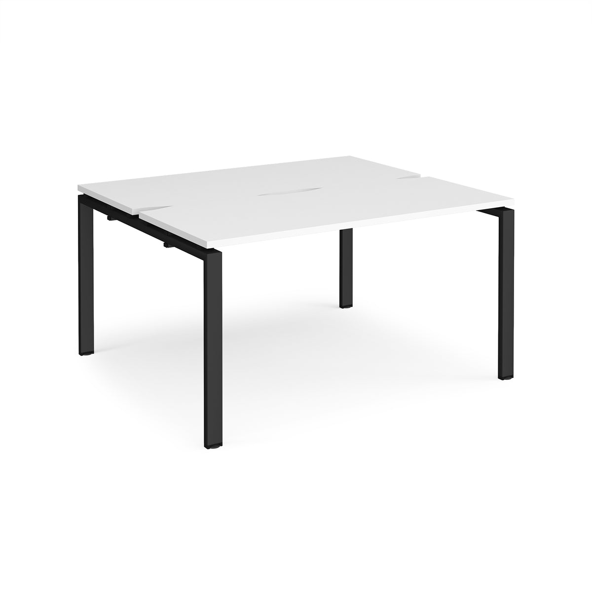 Adapt sliding top back to back desks 1400mm x 1200mm - black frame, White Top - view 1