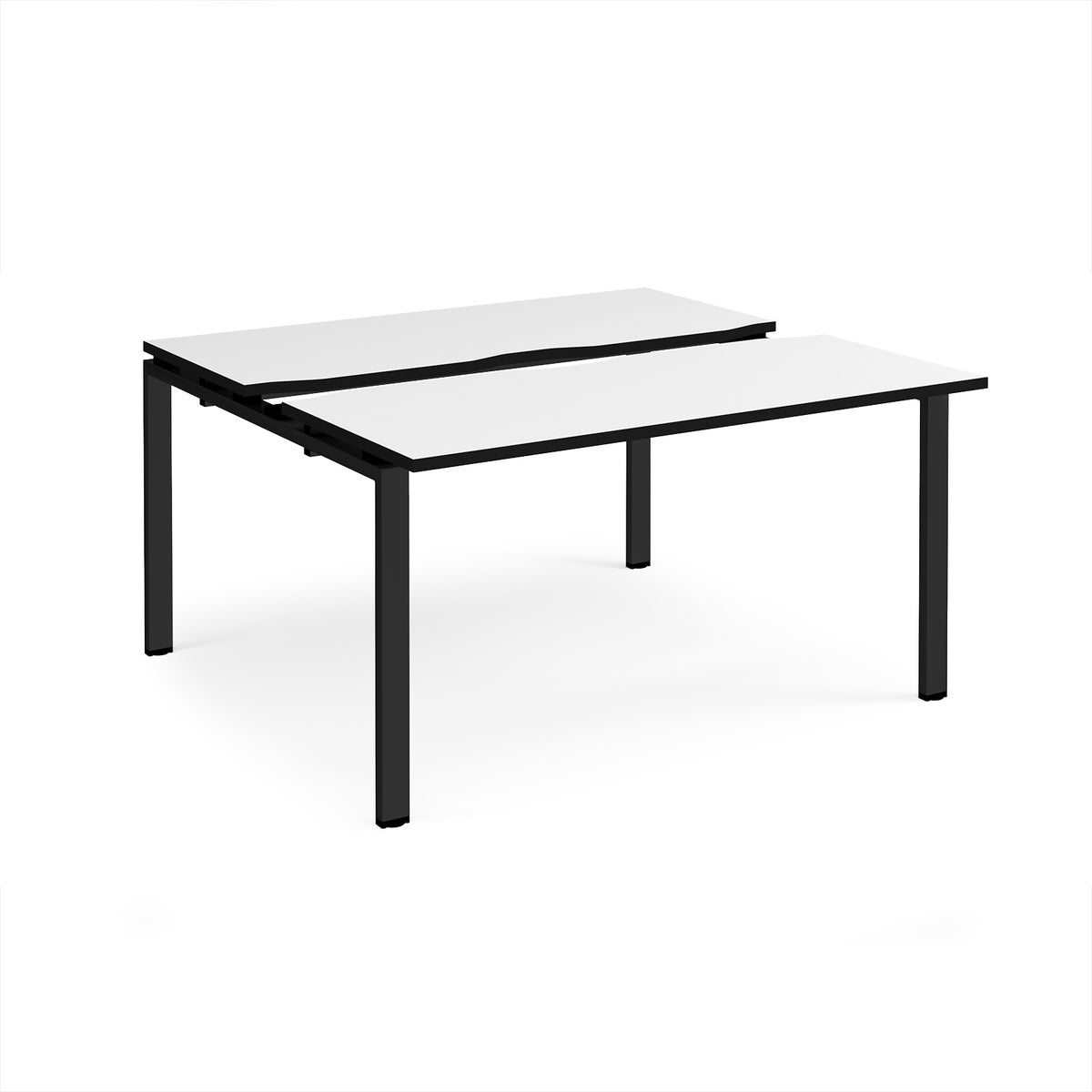Adapt sliding top back to back desks 1400mm x 1200mm - black frame, White Top, black edge - view 1
