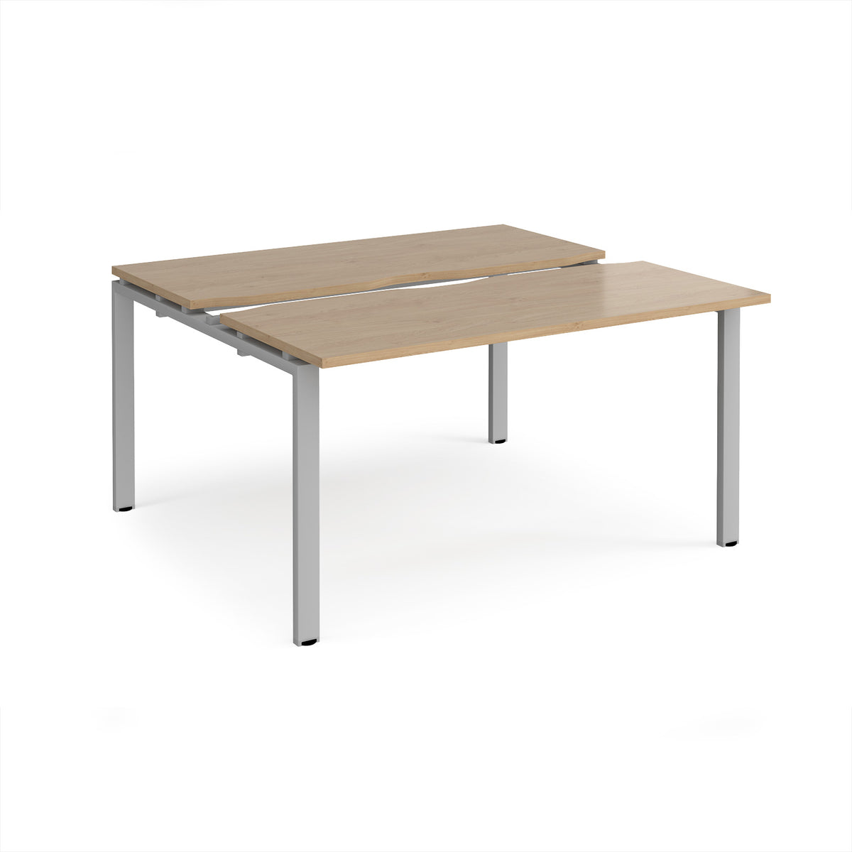 Adapt sliding top back to back desks 1400mm x 1200mm - silver frame, Kendal Oak Top - view 1