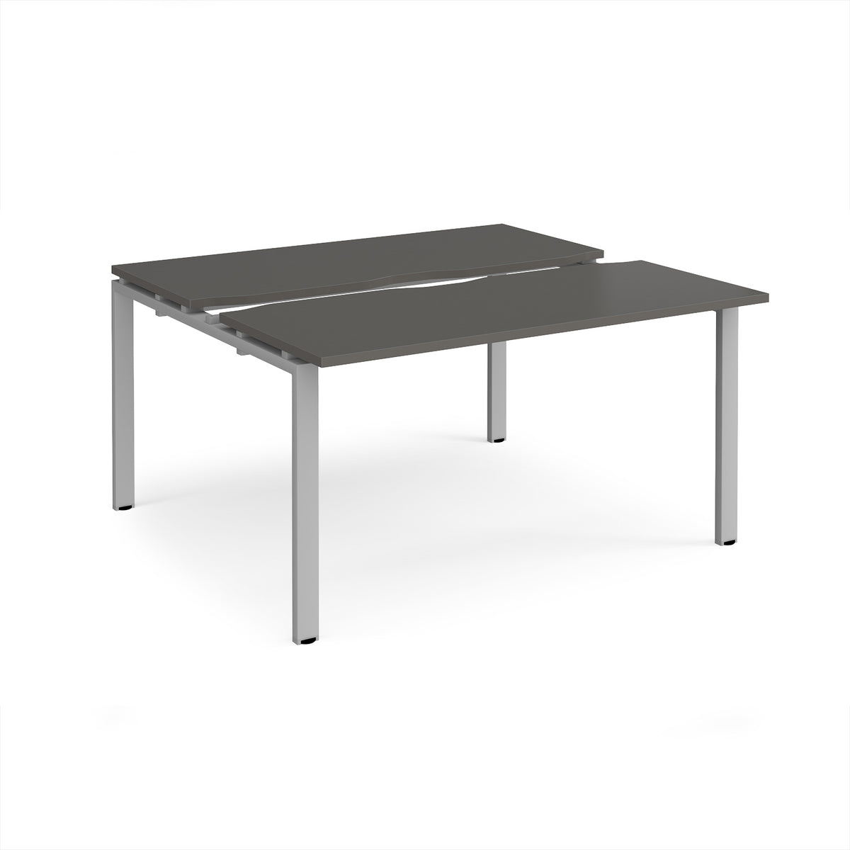 Adapt sliding top back to back desks 1400mm x 1200mm - silver frame, storm grey top - view 1