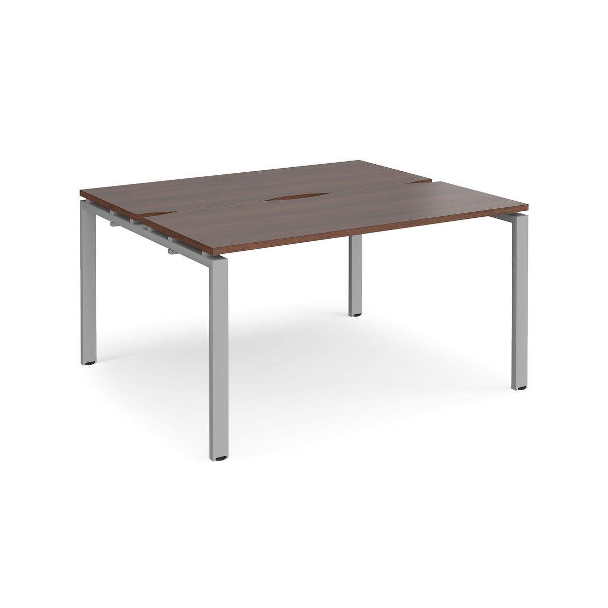 Adapt sliding top back to back desks 1400mm x 1200mm - silver frame, Walnut top - view 1