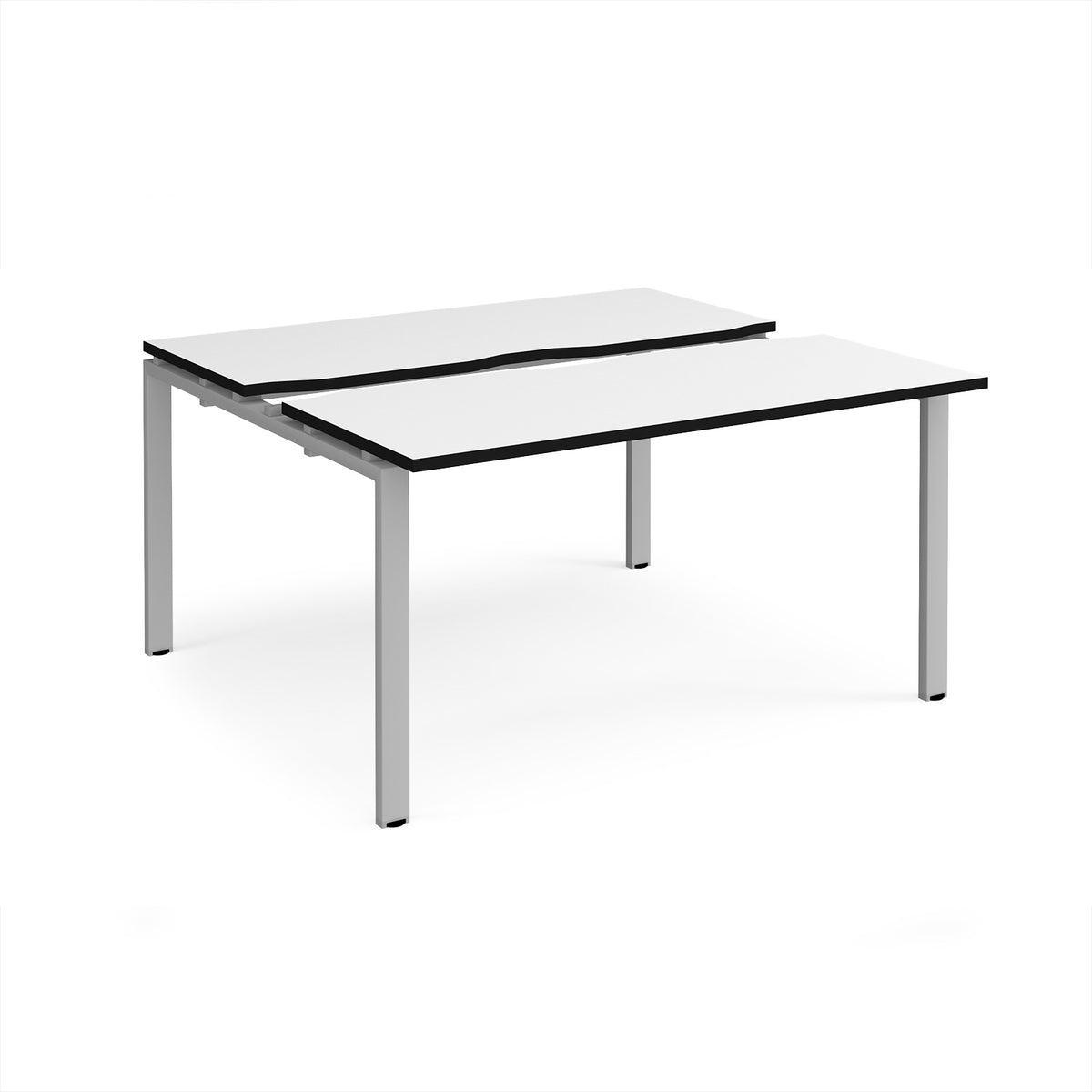 Adapt sliding top back to back desks 1400mm x 1200mm - silver frame, White Top, black edge - view 1