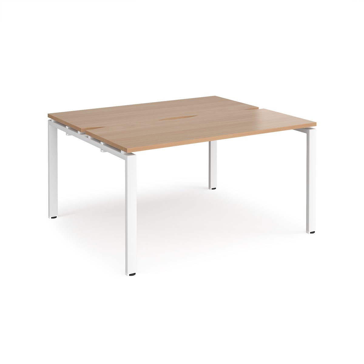 Adapt sliding top back to back desks 1400mm x 1200mm - white frame, Beech top - view 1