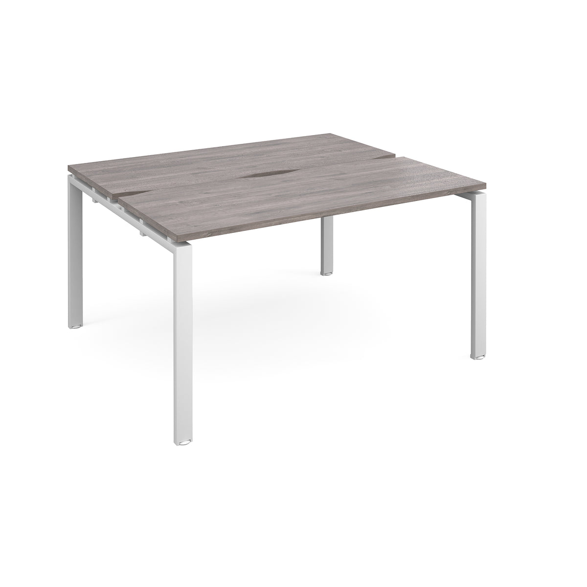Adapt sliding top back to back desks 1400mm x 1200mm - white frame, Grey Oak Top - view 1