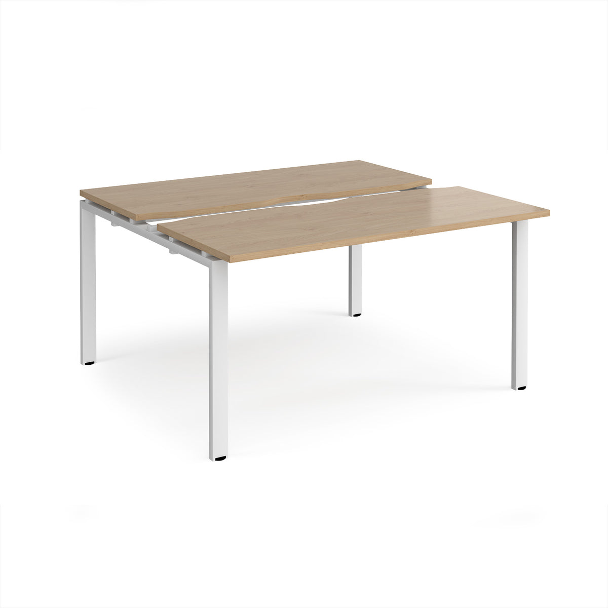 Adapt sliding top back to back desks 1400mm x 1200mm - white frame, Kendal Oak Top - view 1