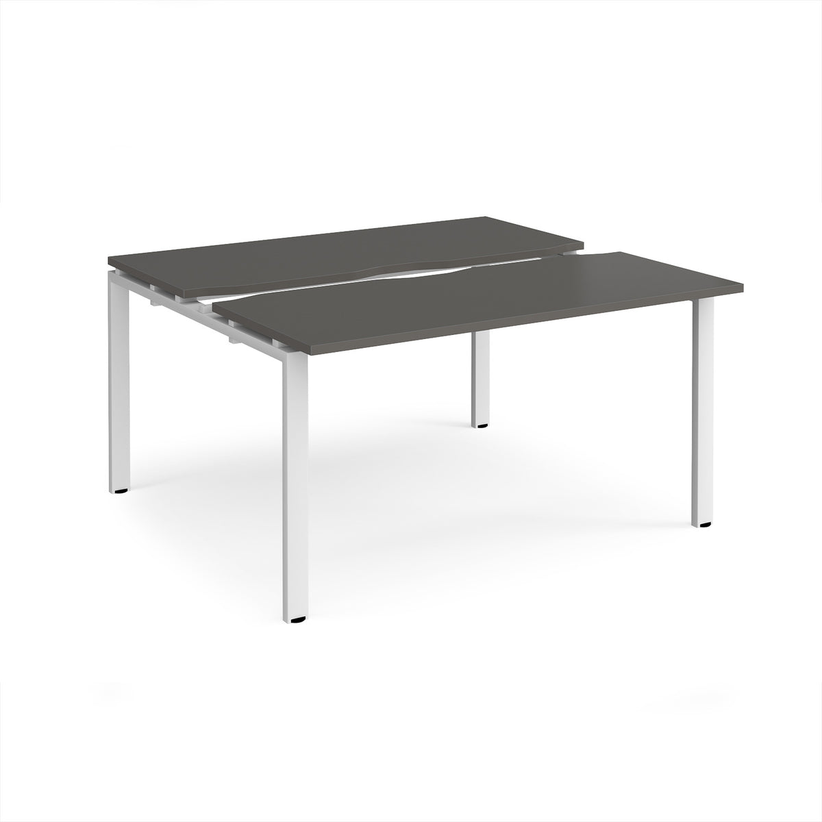 Adapt sliding top back to back desks 1400mm x 1200mm - white frame, storm grey top - view 1