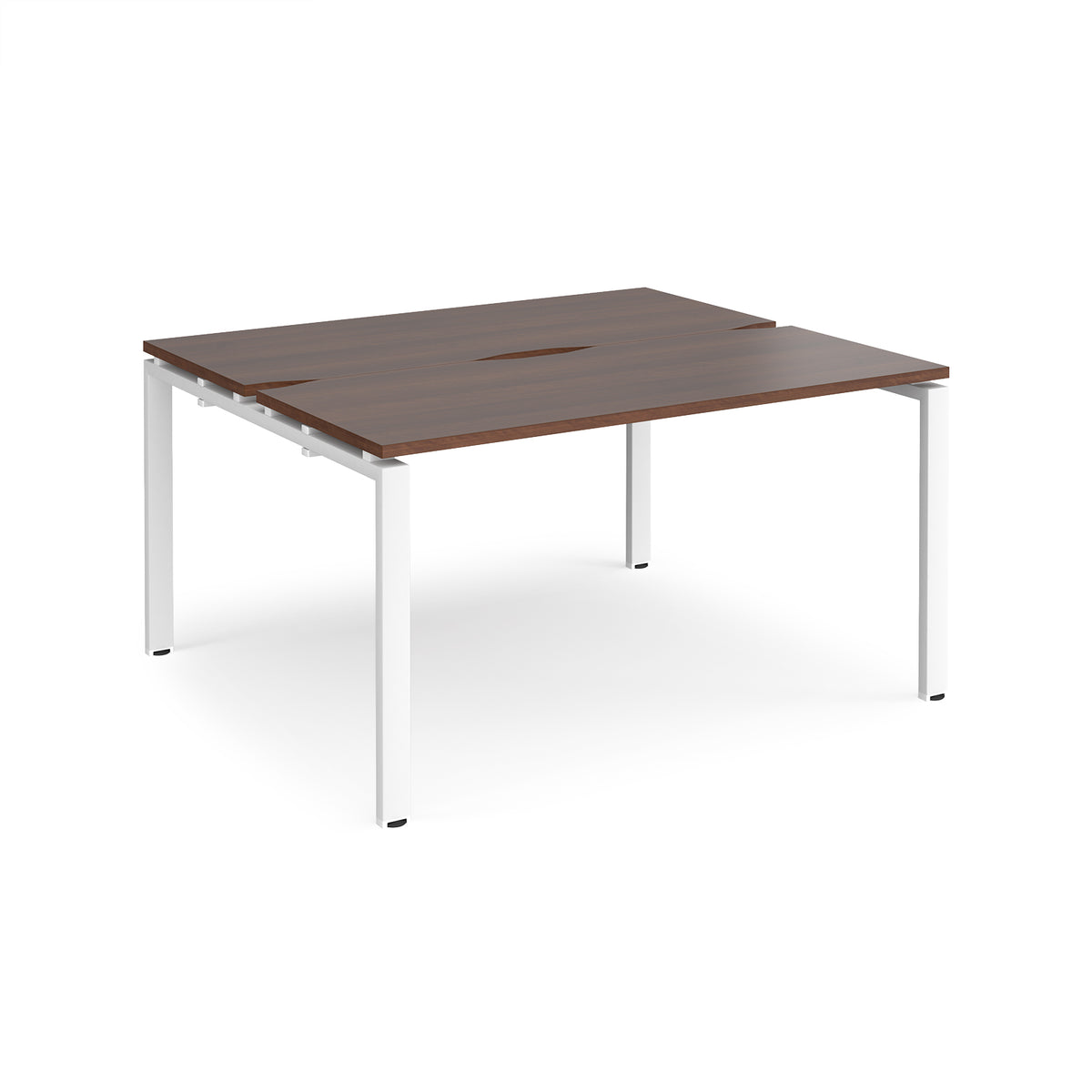 Adapt sliding top back to back desks 1400mm x 1200mm - white frame, Walnut top - view 1