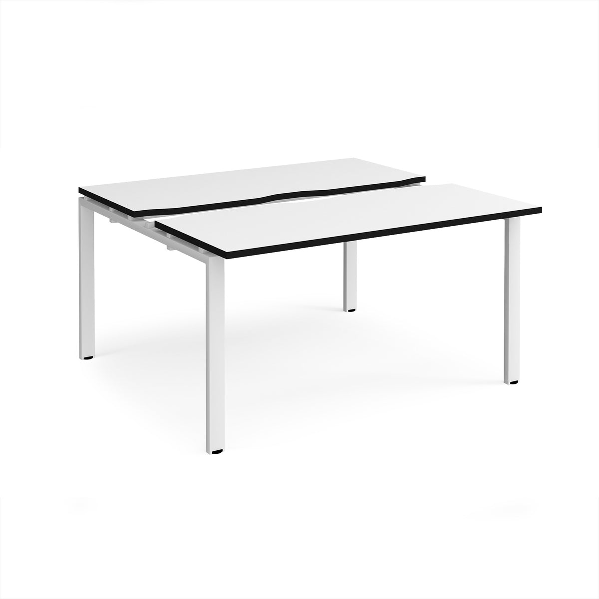 Adapt sliding top back to back desks 1400mm x 1200mm - white frame, White Top, black edge - view 1