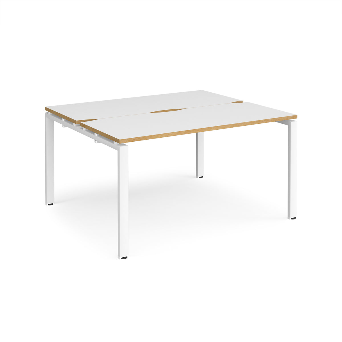 Adapt sliding top back to back desks 1400mm x 1200mm - white frame, White Top with oak edging - view 1