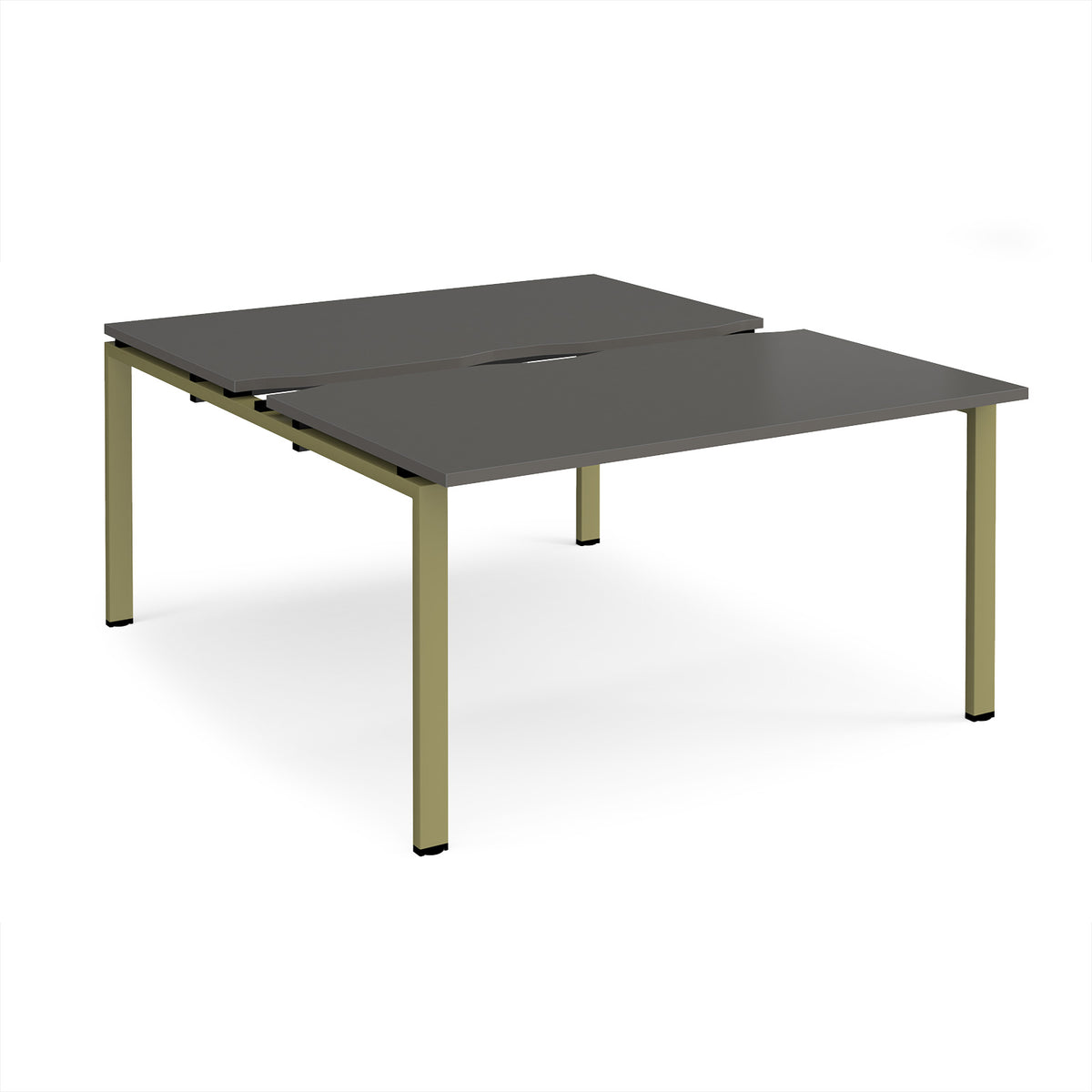 Adapt sliding top back to back desks 1400mm x 1600mm - green frame, storm grey top - view 1