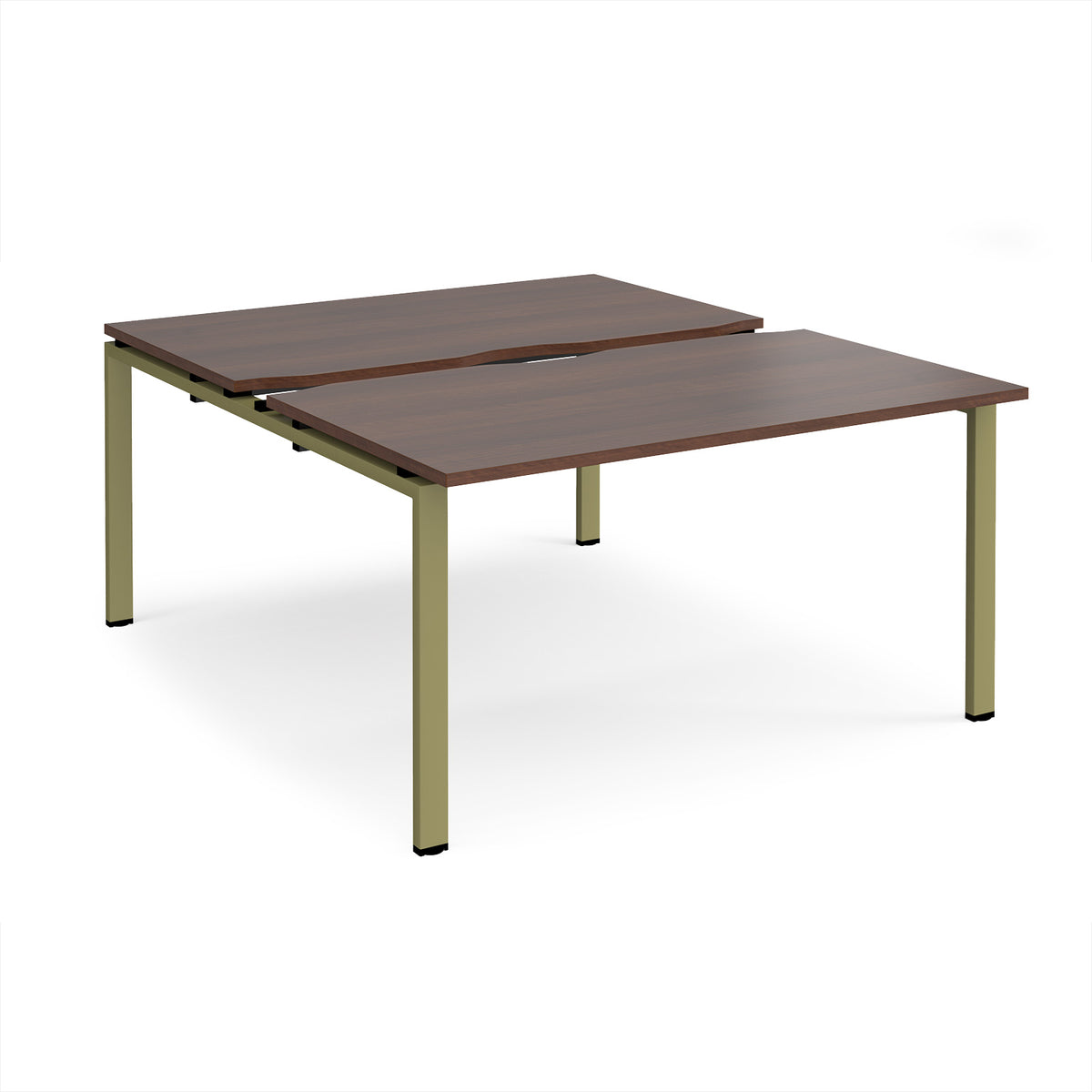 Adapt sliding top back to back desks 1400mm x 1600mm - green frame, Walnut top - view 1