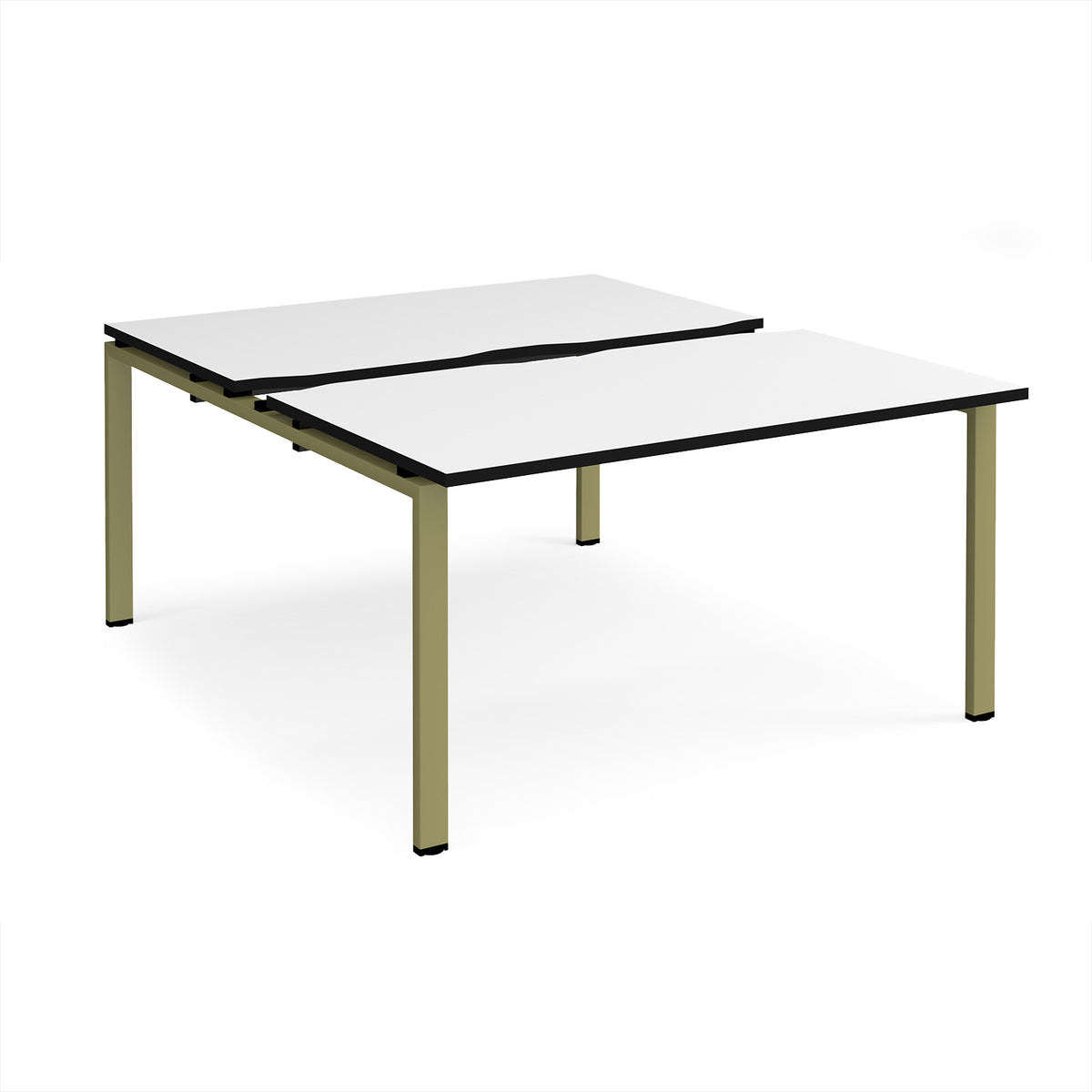 Adapt sliding top back to back desks 1400mm x 1600mm - green frame, White Top, black edge - view 1